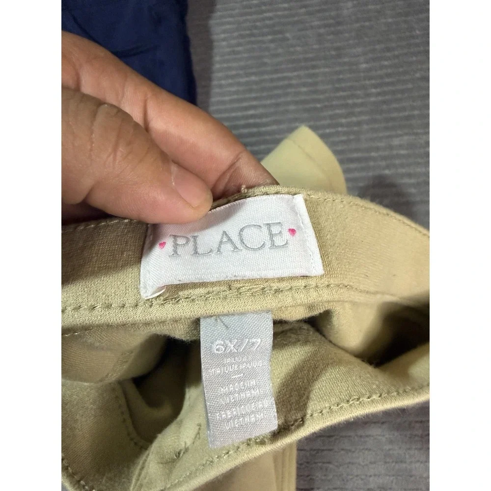 Girls Size 7 Pants Khaki And Dark Blue Lot Of 2